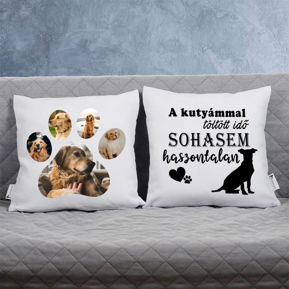 Kétoldalas egyedi képes kutyás párna