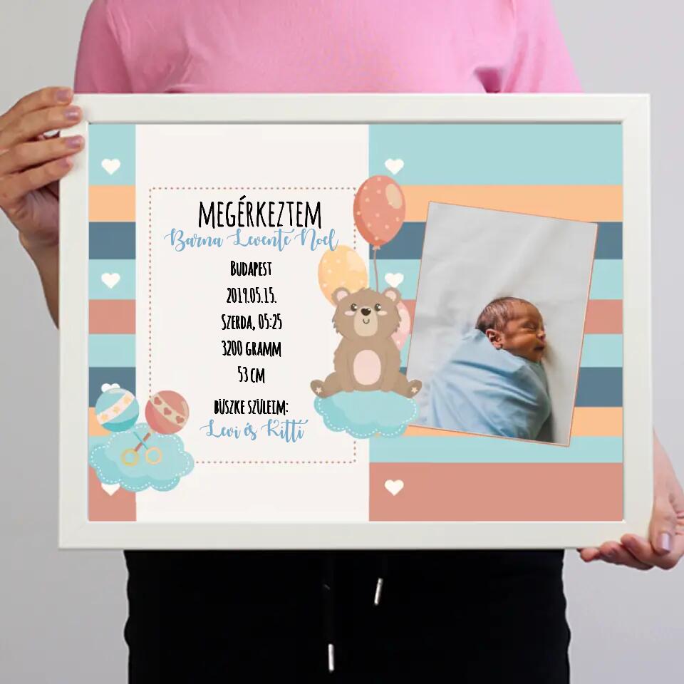 Megérkeztem babakép saját képpel és felirattal