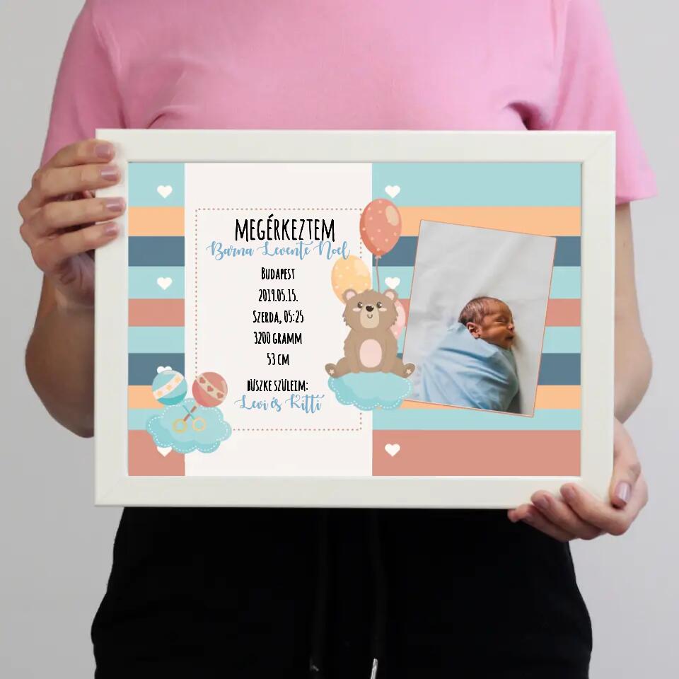 Megérkeztem babakép saját képpel és felirattal