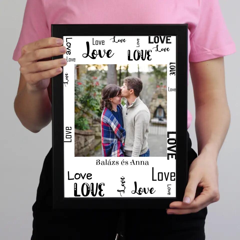 Montázs falikép feliratos keretben