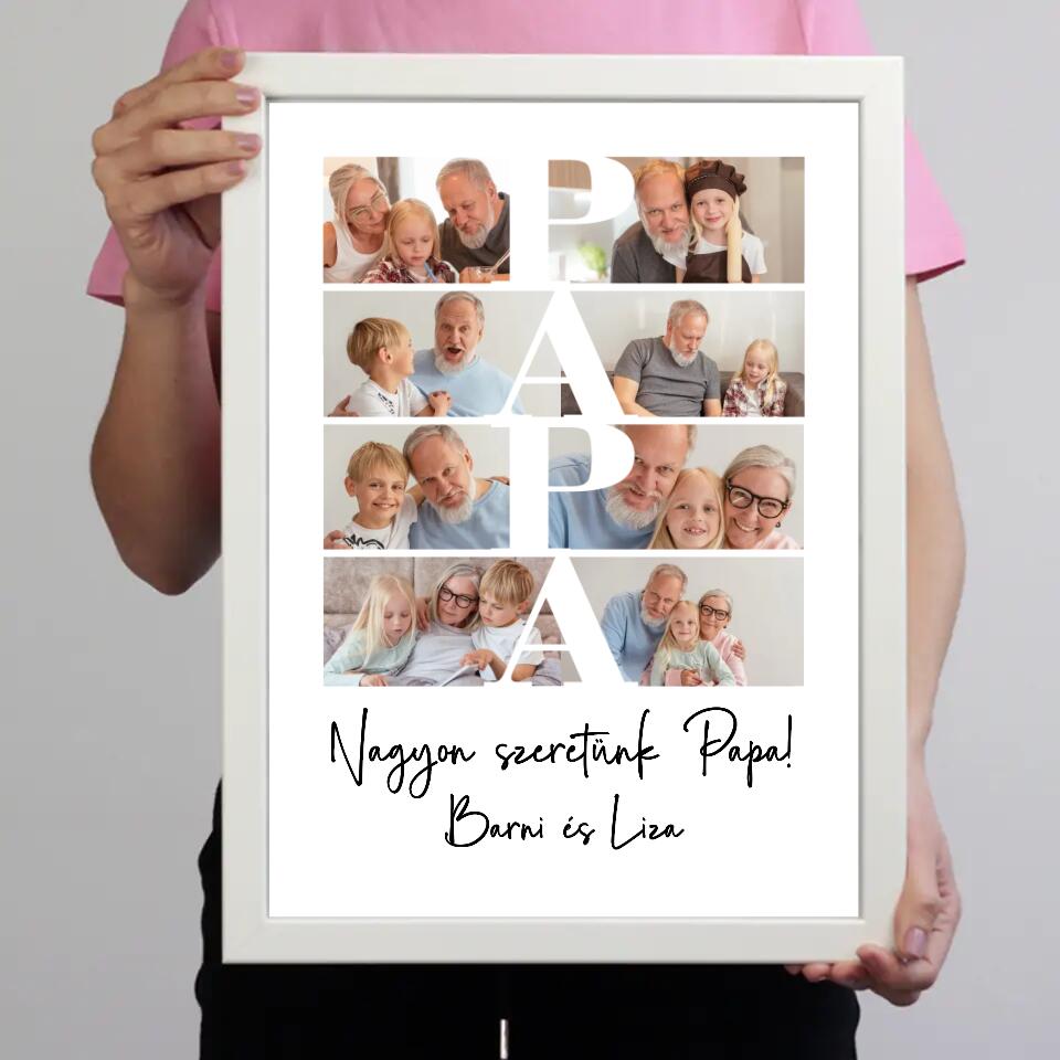 Papa fotómontázs egyedi felirattal