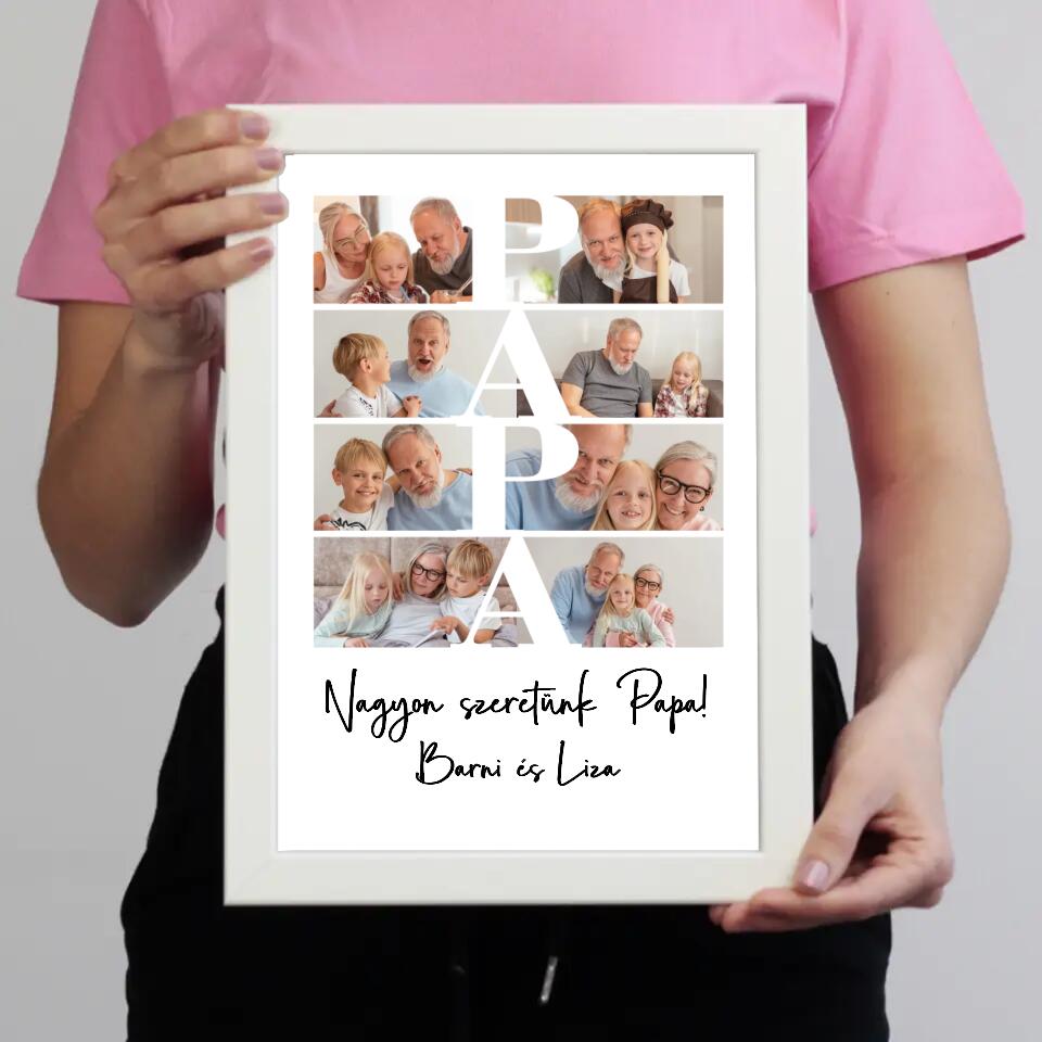 Papa fotómontázs egyedi felirattal