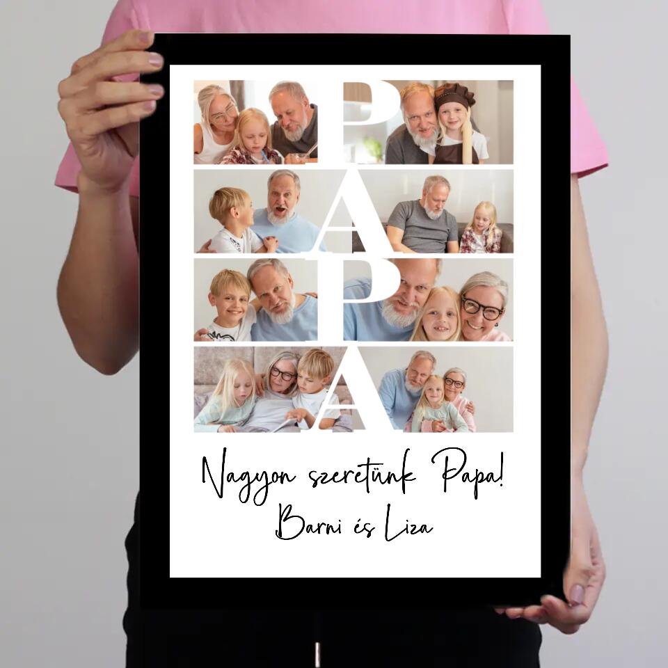 Papa fotómontázs egyedi felirattal