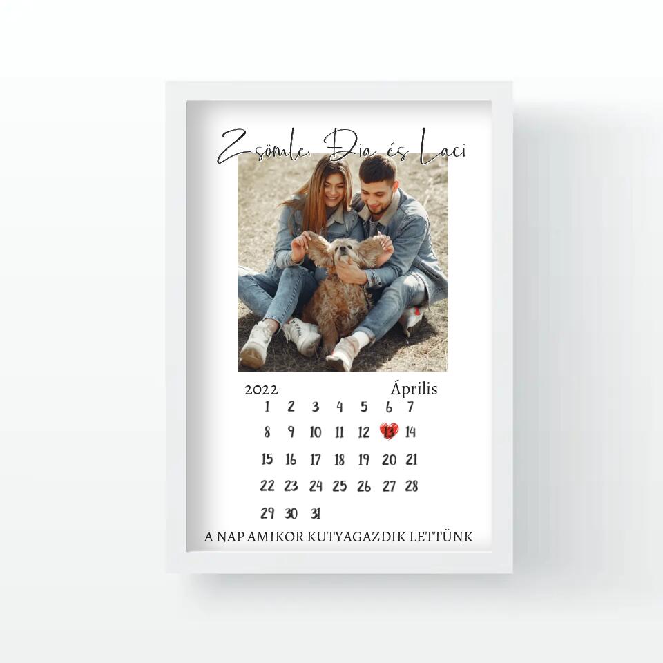 Egyedi falikép saját fotóval és naptárral Gazdiknak