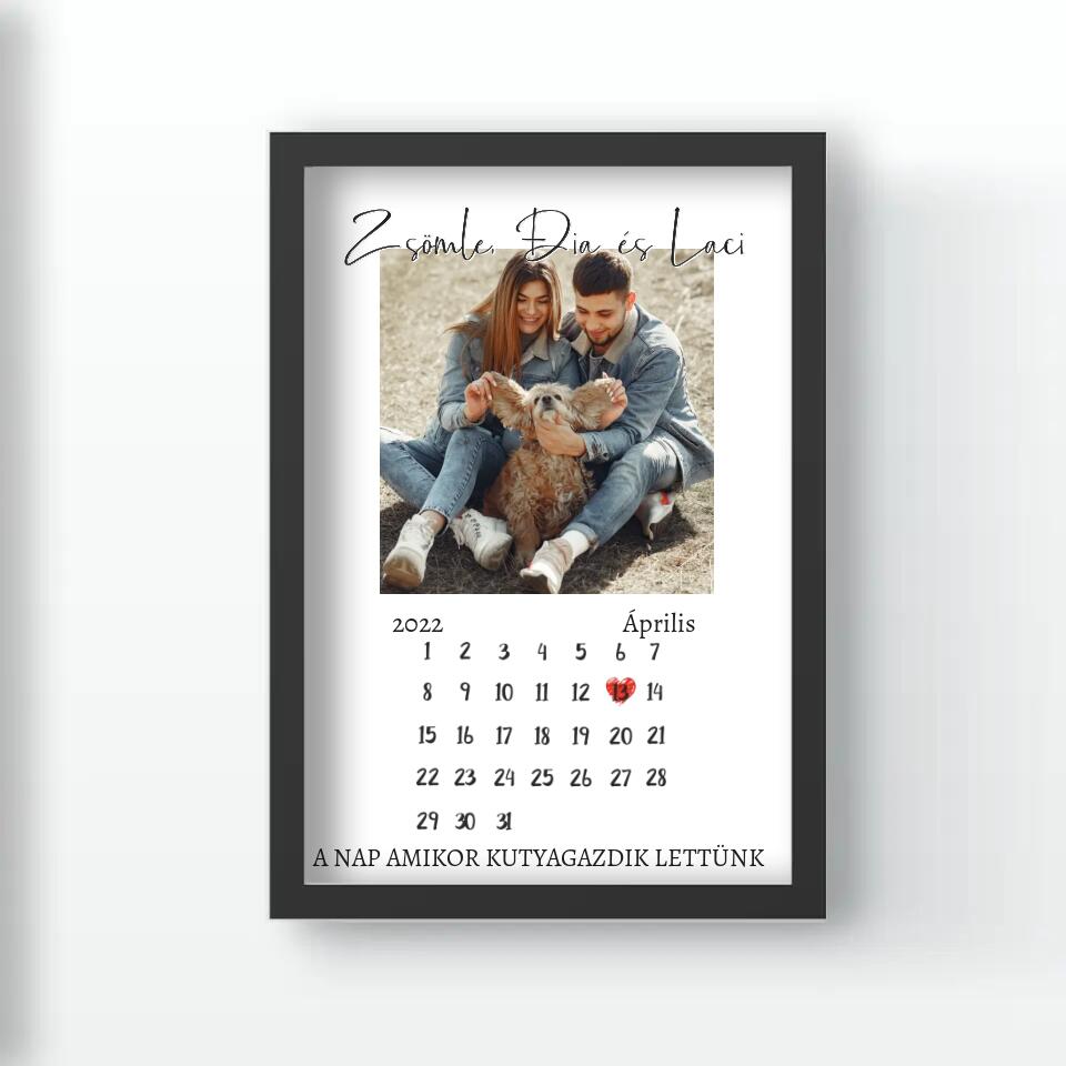 Egyedi falikép saját fotóval és naptárral Gazdiknak