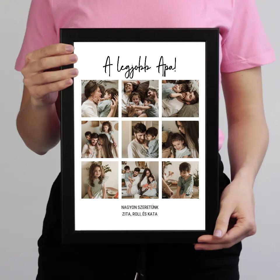 Klasszikus 9 képes fotókollázs falikép Apáknak