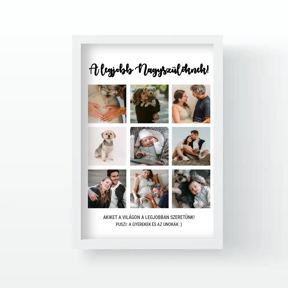 Klasszikus 9 képes fotókollázs falikép Nagyszülőknek