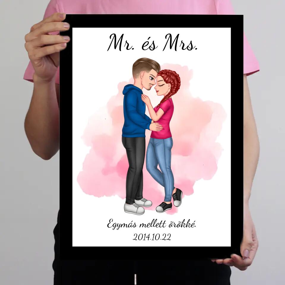 Ölelkező cuki páros falikép