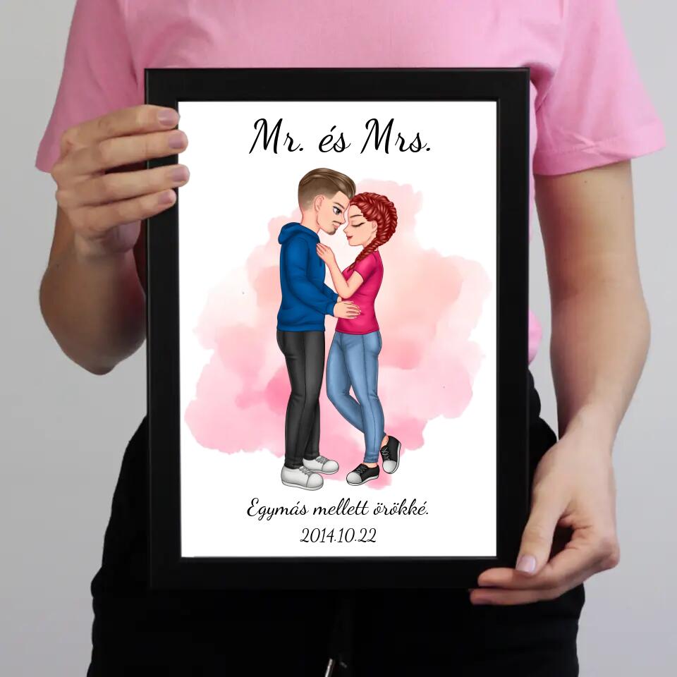 Ölelkező cuki páros falikép