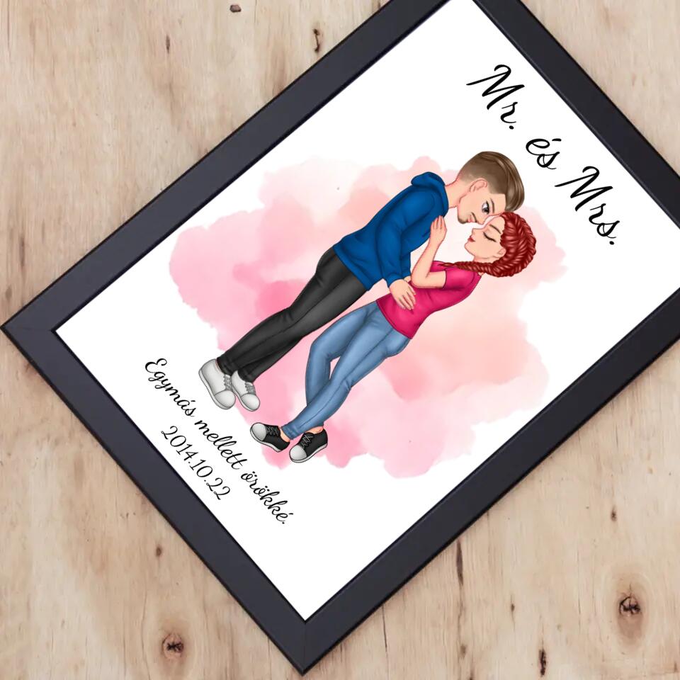 Ölelkező cuki páros falikép