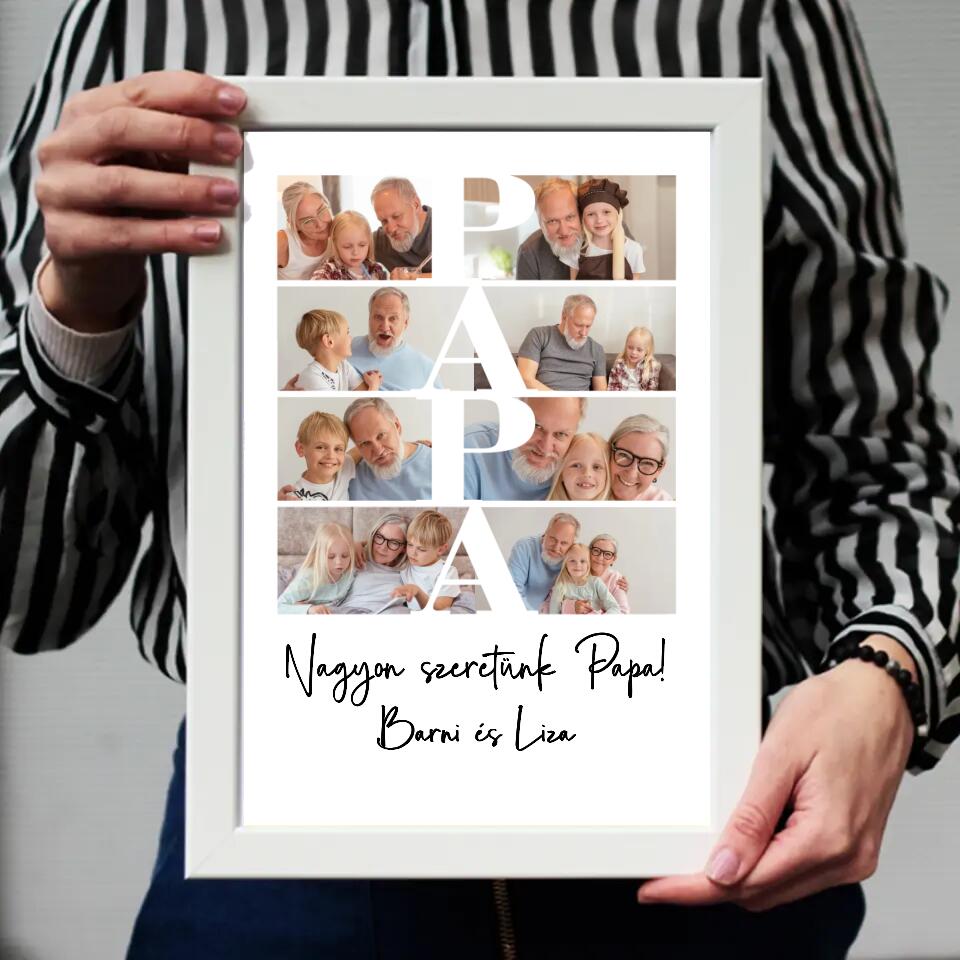 Papa fotómontázs egyedi felirattal