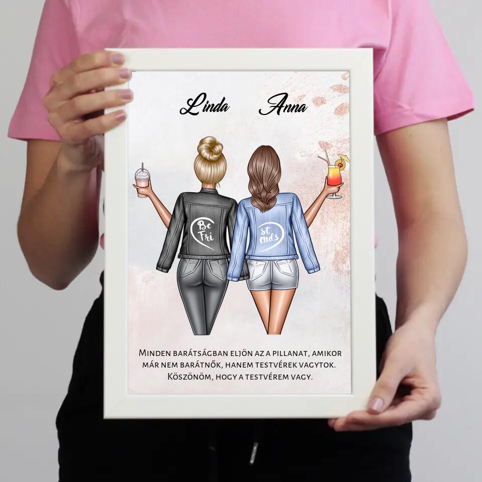Egyedi legjobb barátnős falikép