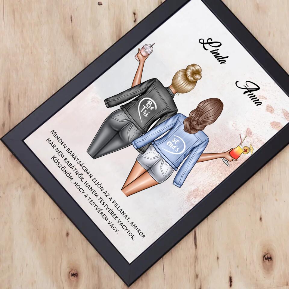 Egyedi legjobb barátnős falikép