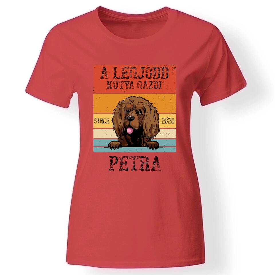 A legjobb kutyagazdi egyedi női póló piros
