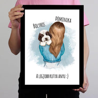 Egyedi falikép vállon ülő kutyákkal