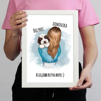 Egyedi falikép vállon ülő kutyákkal