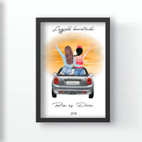 Barátnők autóban falikép