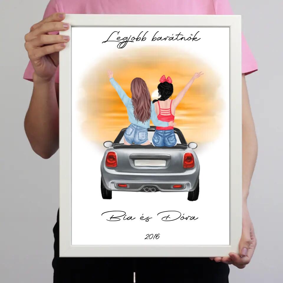 Barátnők autóban falikép