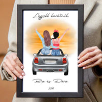 Barátnők autóban falikép