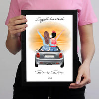 Barátnők autóban falikép