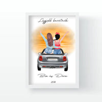 Barátnők autóban falikép