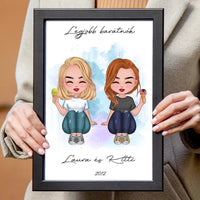 Csukott szemű cuki barátnők falikép