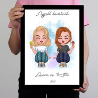 Csukott szemű cuki barátnők falikép