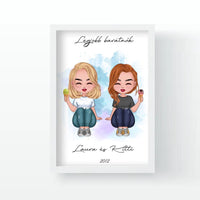 Csukott szemű cuki barátnők falikép