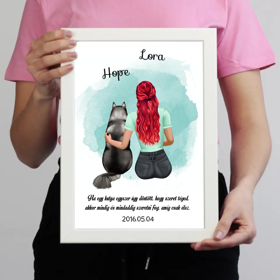 Lány gazdis kutyás falikép