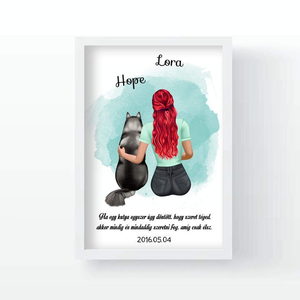 Lány gazdis kutyás falikép