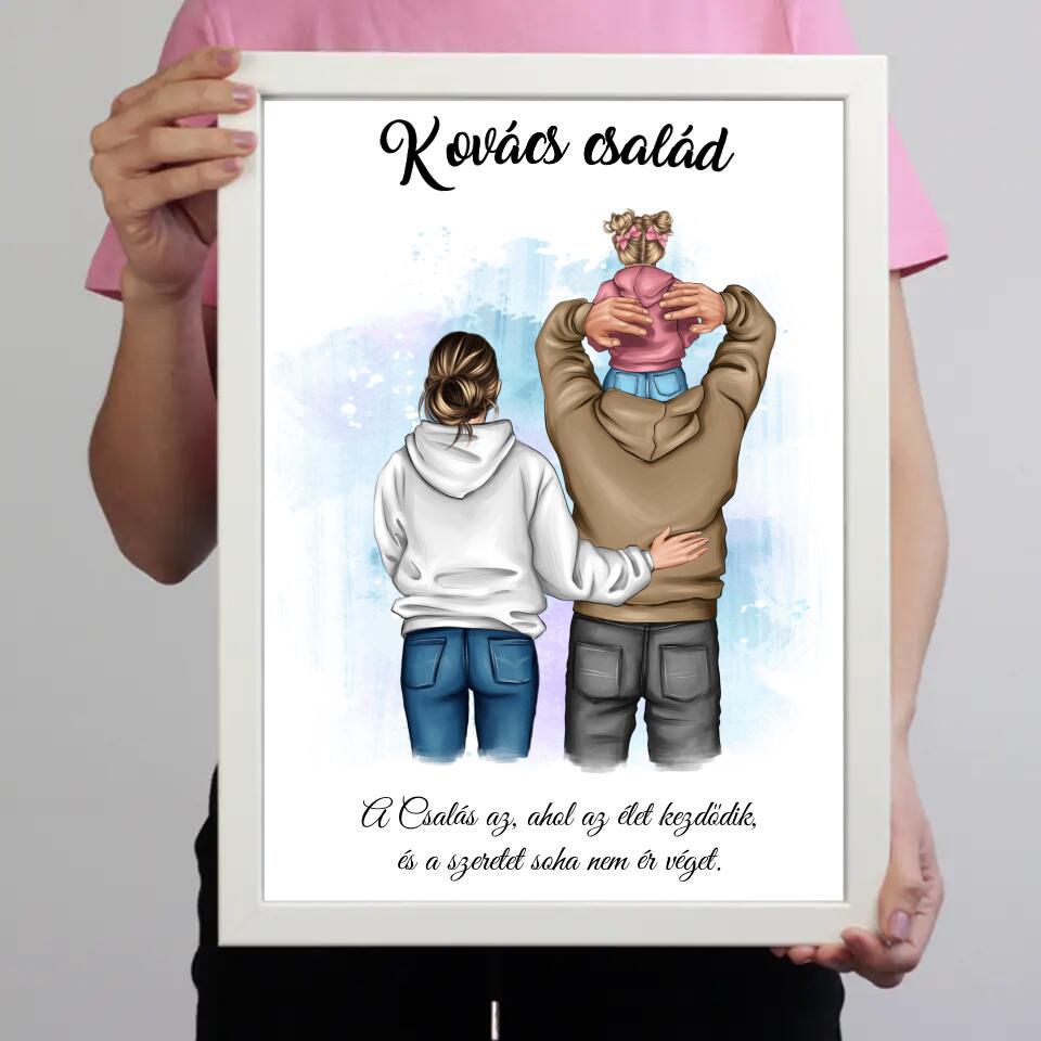 Szerkeszthető család kislánnyal falikép