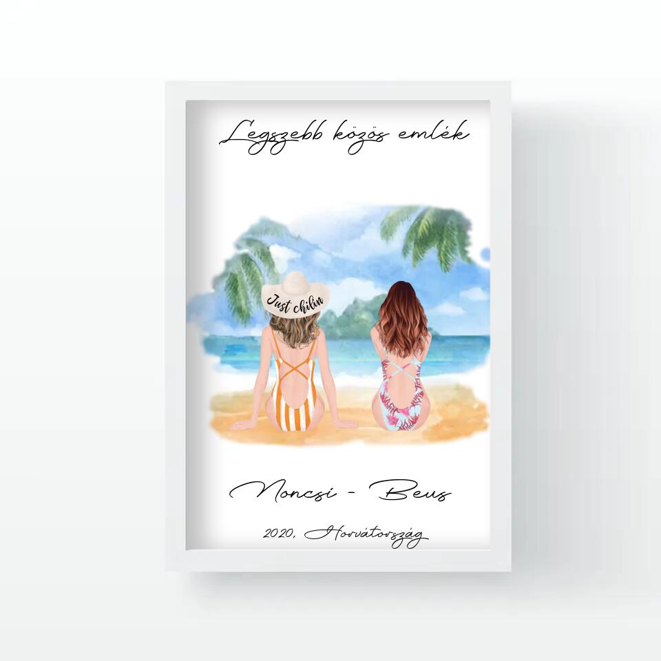 Barátnők a tengerparton falikép