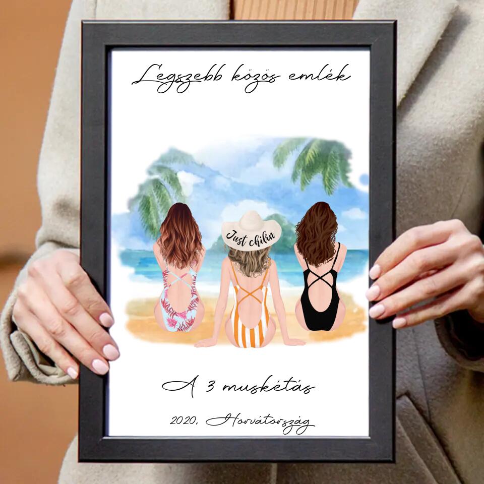 3 barátnő a tengerparton falikép