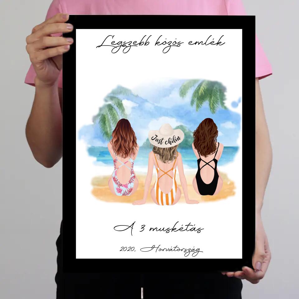 3 barátnő a tengerparton falikép
