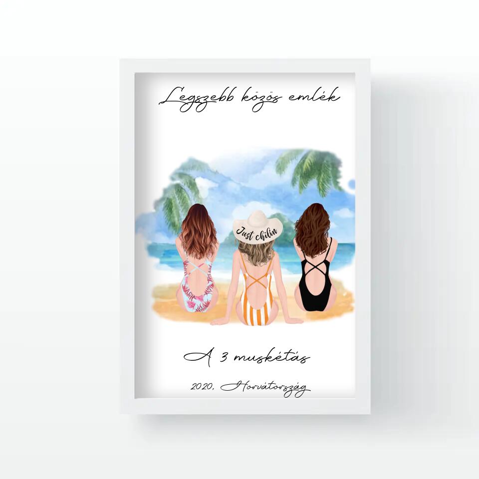 3 barátnő a tengerparton falikép