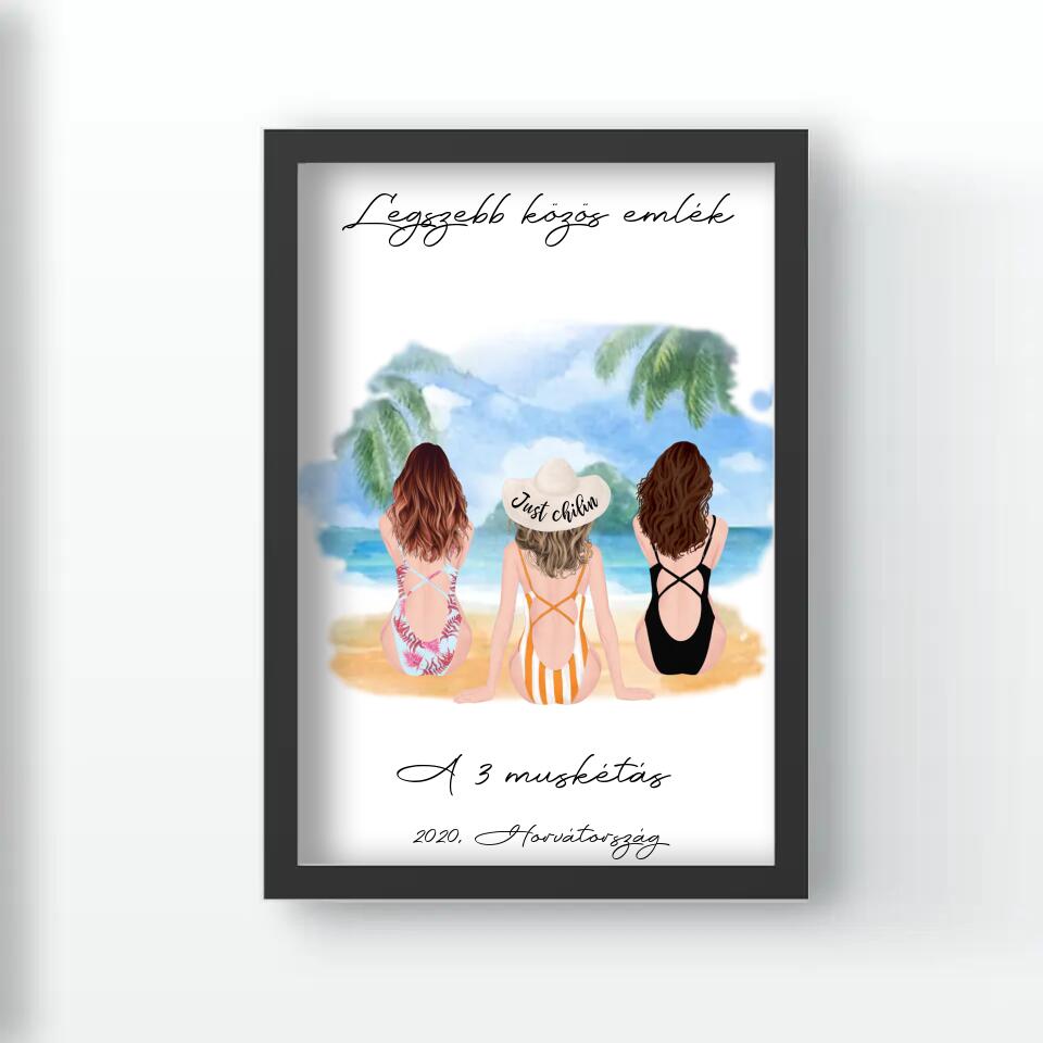 3 barátnő a tengerparton falikép