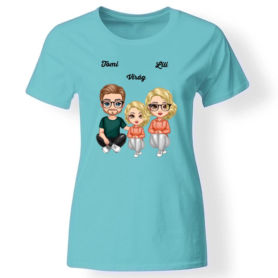 Cukifejű család női póló lánnyal