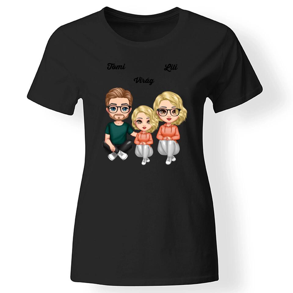 Cukifejű család női póló lánnyal