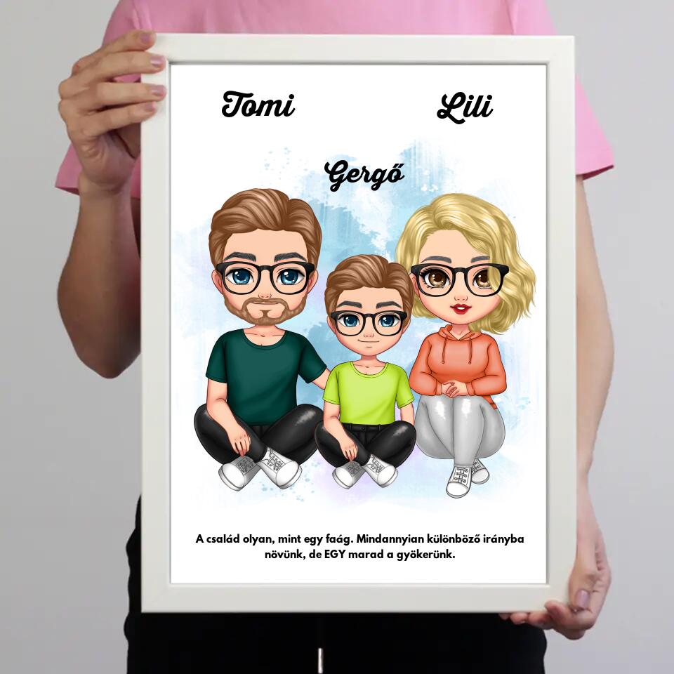 Cukifejű fiús családos falikép