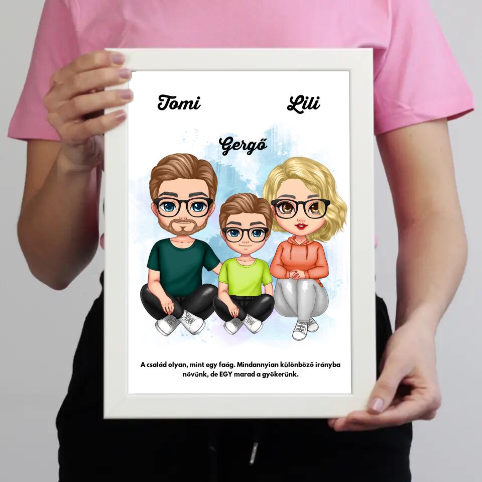 Cukifejű fiús családos falikép