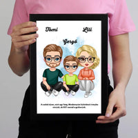 Cukifejű fiús családos falikép