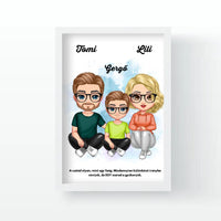 Cukifejű fiús családos falikép