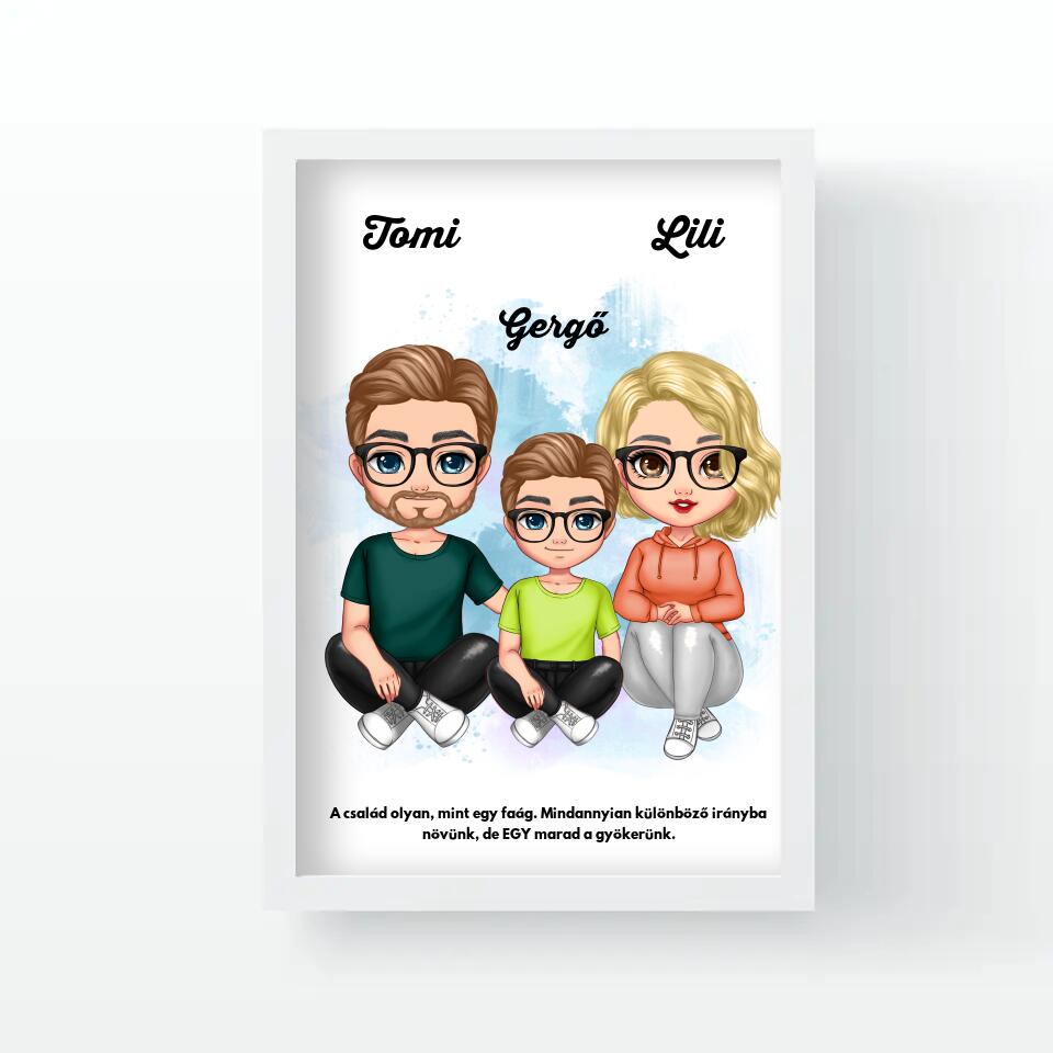 Cukifejű fiús családos falikép