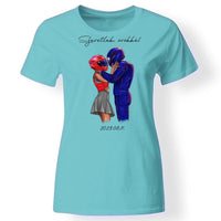 Motoros páros póló nőknek türkiz