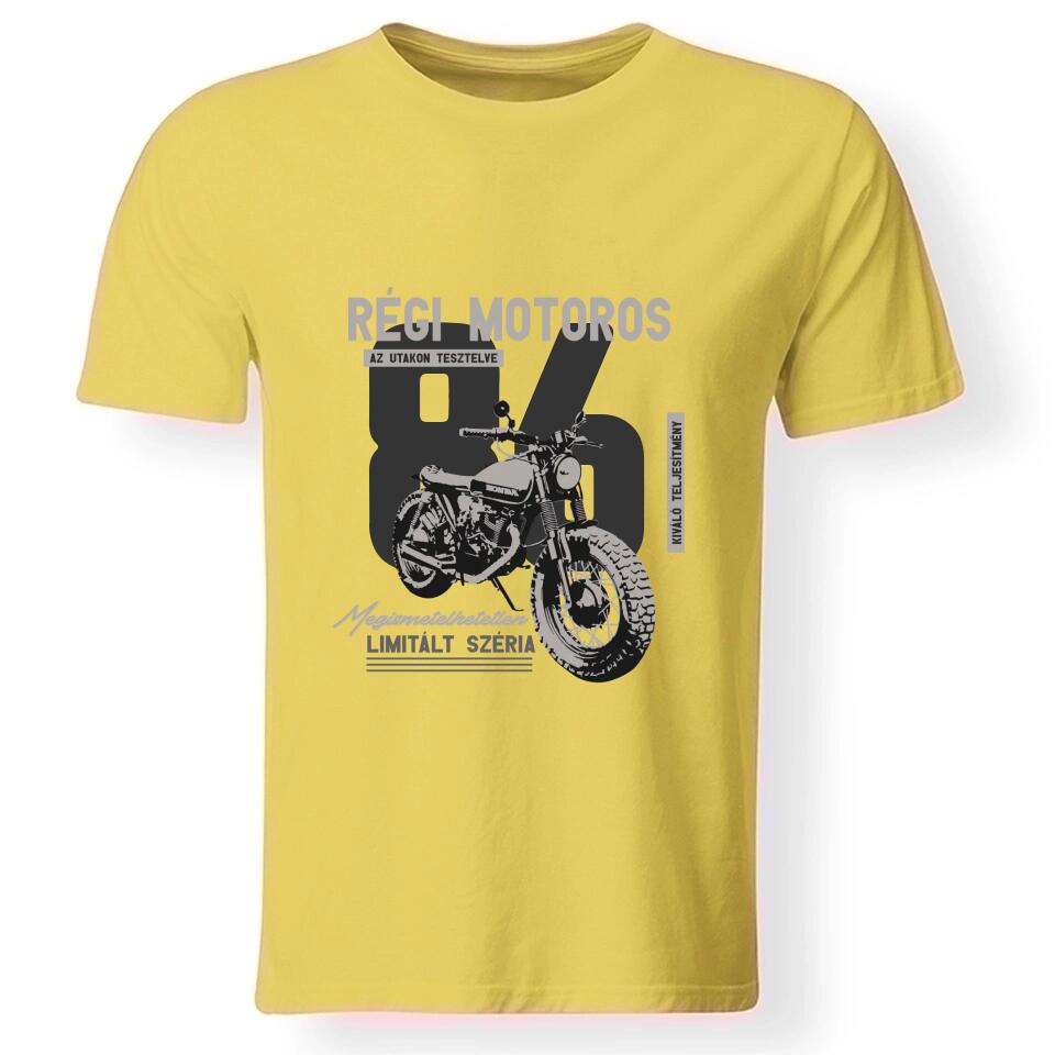 Régi motoros egyedi póló férfiaknak