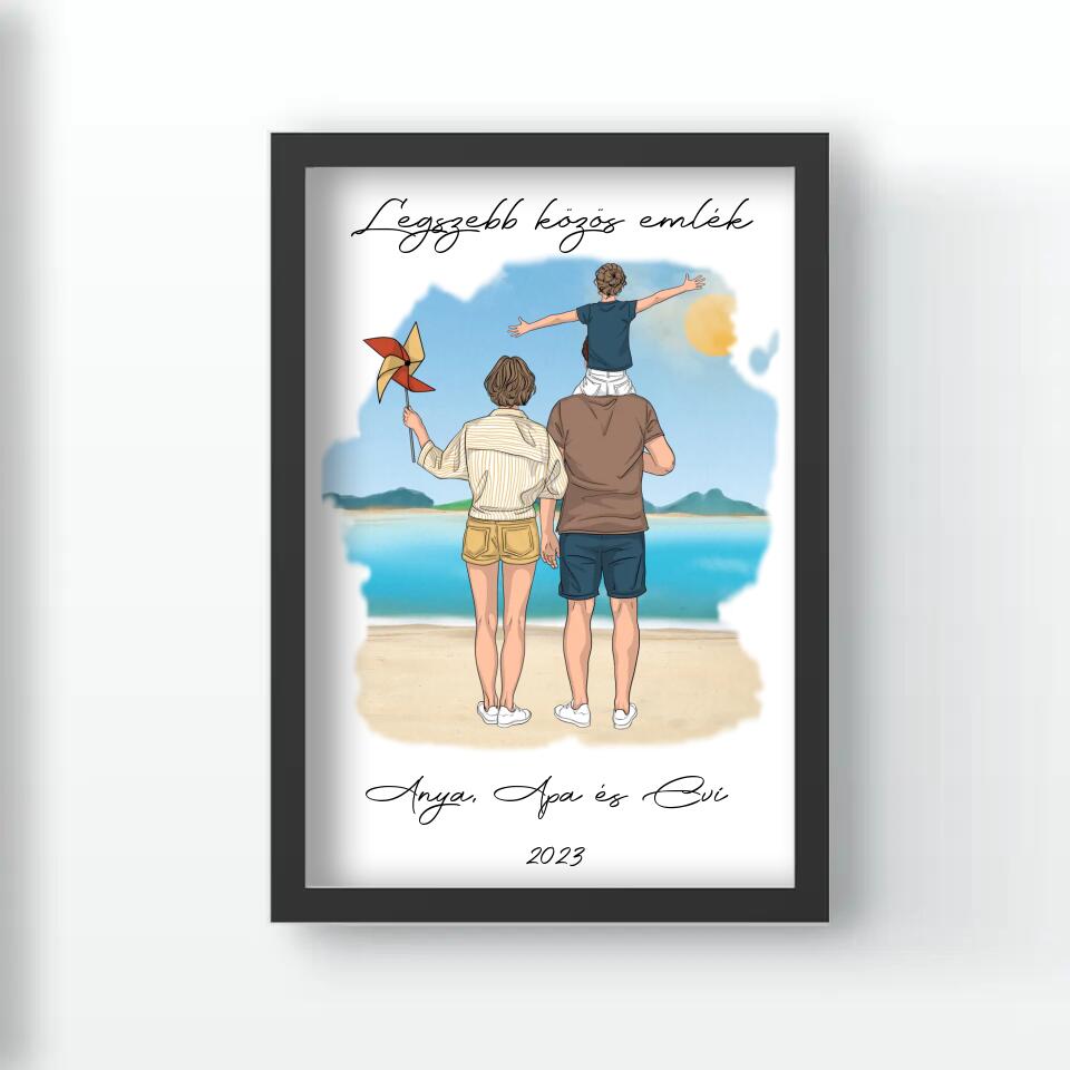 Családos tengerparti falikép