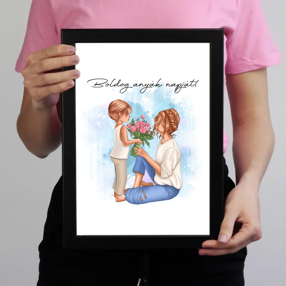 Anyák napi falikép egy gyerekkel