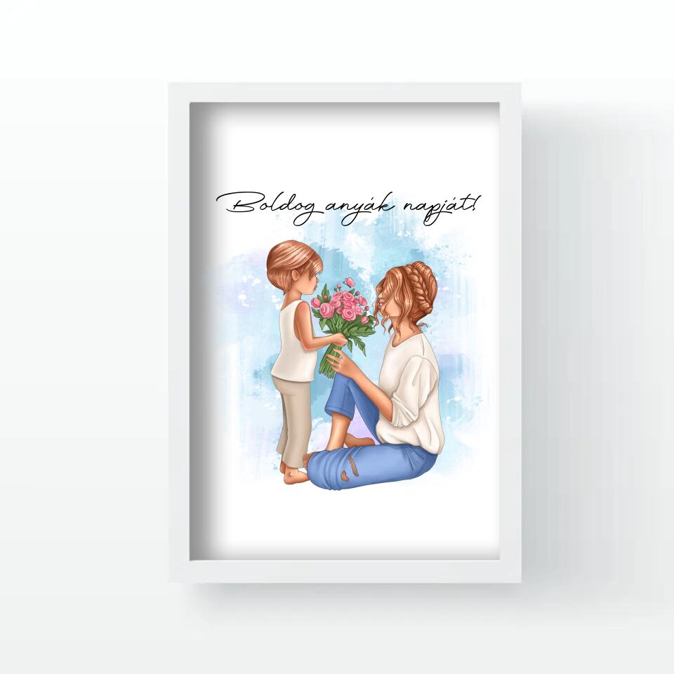 Anyák napi falikép egy gyerekkel