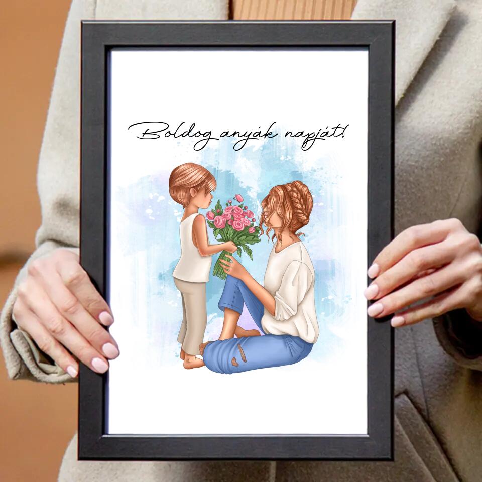 Anyák napi falikép egy gyerekkel
