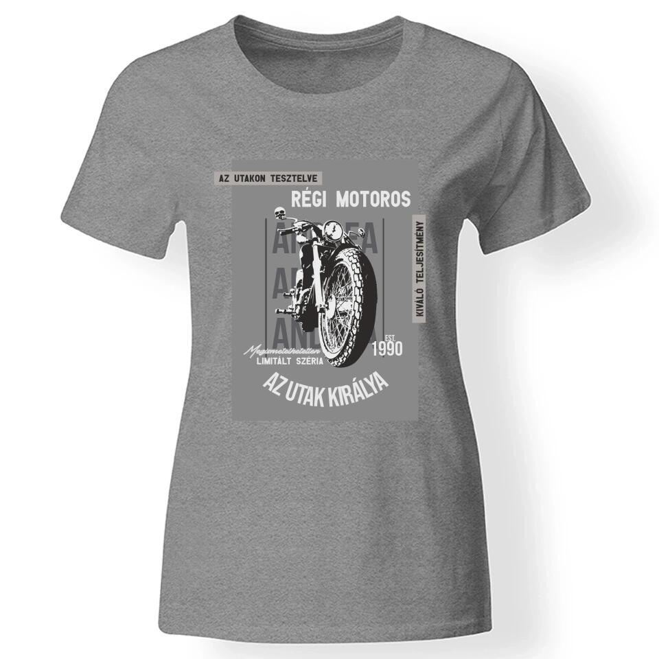 Az utak királya motoros női póló szürke